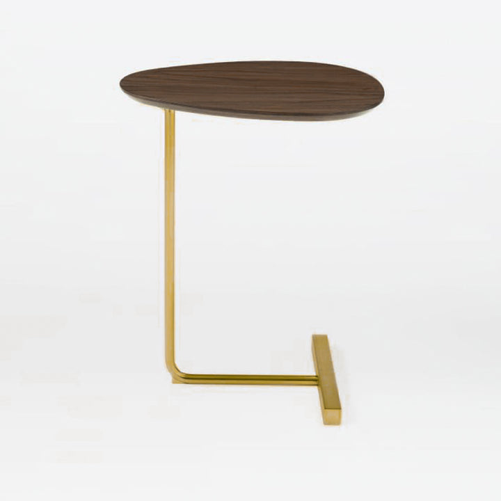 Mesa auxiliar ovalada contemporánea y creativa de MDF y hierro, de 1 nivel, para sala de estar 