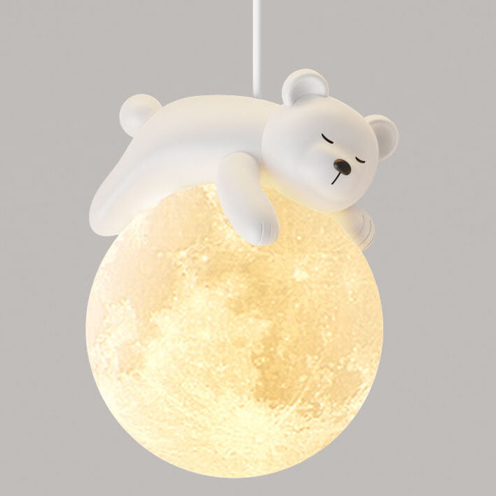 Modern Simple Resin Bear Rabbit Decorative Iron 1-Light Pendant Light