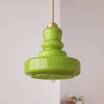 Moderne bunte Glas-Kürbis-Schirm 1-Licht Pendelleuchte 