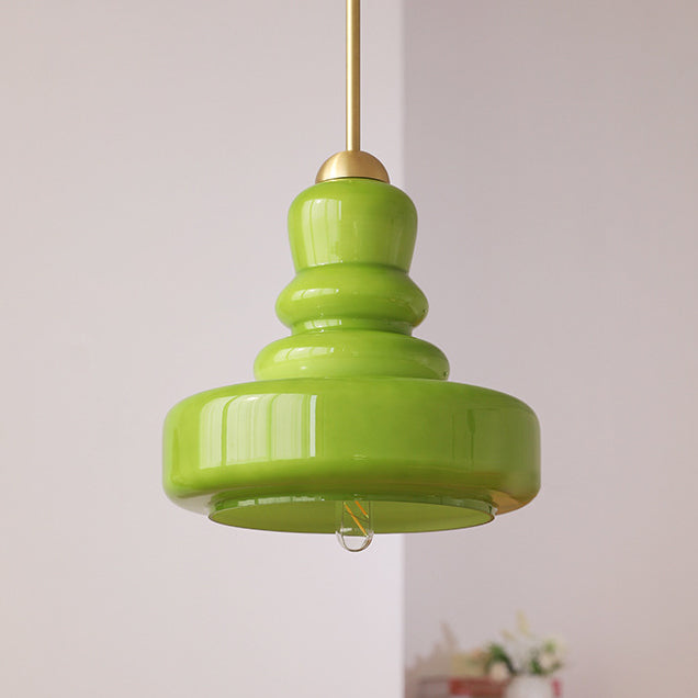 Moderne bunte Glas-Kürbis-Schirm 1-Licht Pendelleuchte 