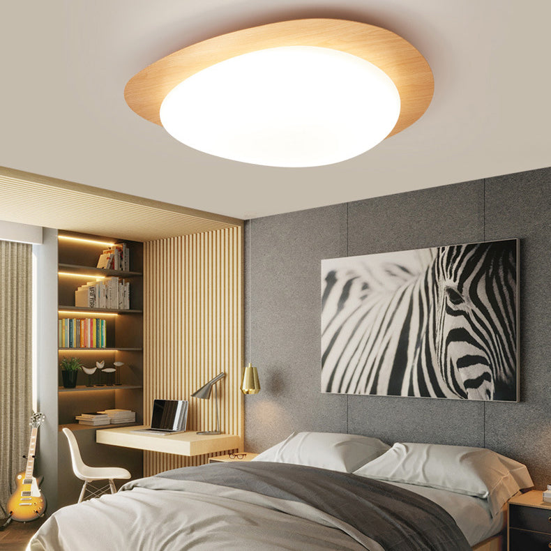 Contemporary Scandinavian Pebble Shape Iron Acrylic LED Flush Mount Ceiling Light For Bedroom