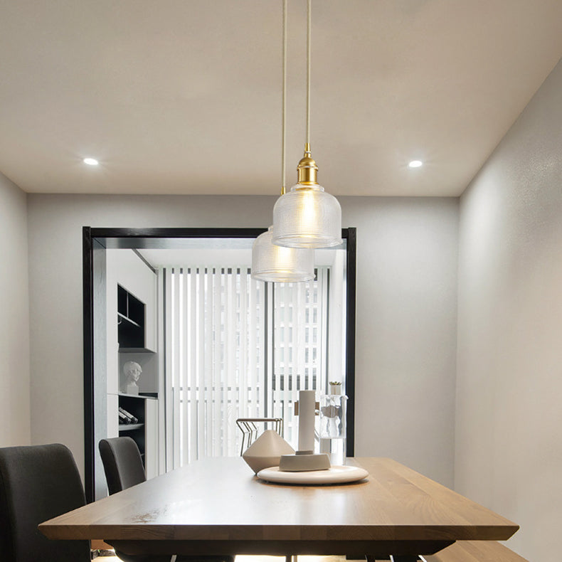 Moderner minimalistischer zylindrischer trapezförmiger Messingglas-Kronleuchter mit 1/2/3 Lichtern für das Esszimmer 