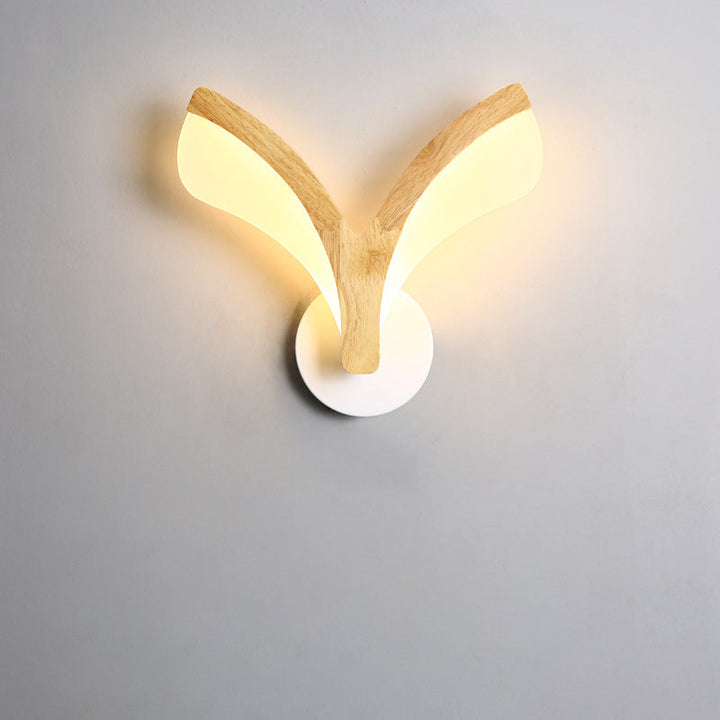 Applique murale LED en bois incurvé japonais traditionnel avec acrylique pour chambre 