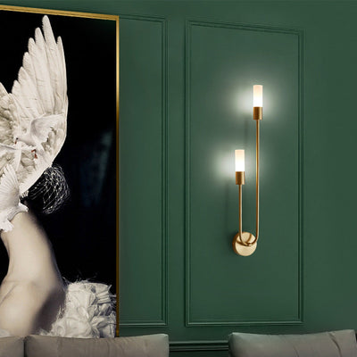 Zeitgenössische nordische Kupfer Acryl Zylinder Ball 1/2/4 Licht Wandleuchte Lampe für Wohnzimmer 