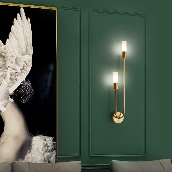 Zeitgenössische nordische Kupfer Acryl Zylinder Ball 1/2/4 Licht Wandleuchte Lampe für Wohnzimmer 