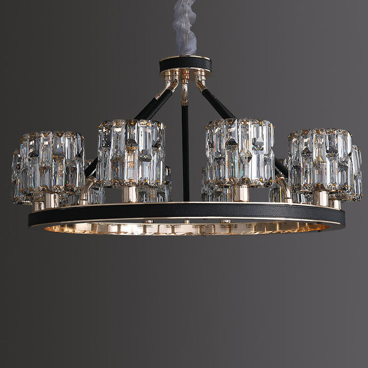 Lustre Cylindrique Moderne en Fer Rond avec Cristaux 6/8 Lumières pour Salon 