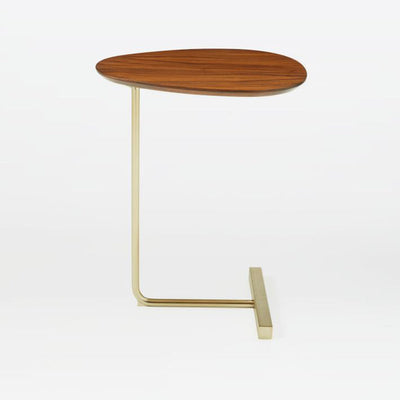 Zeitgenössischer kreativer ovaler Holz-Eisen-Beistelltisch mit 2 Ebenen für das Wohnzimmer 
