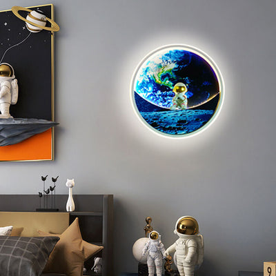 مصباح جداري LED بتصميم حديث للأطفال من الحديد المطاوع بتقليد القمر 