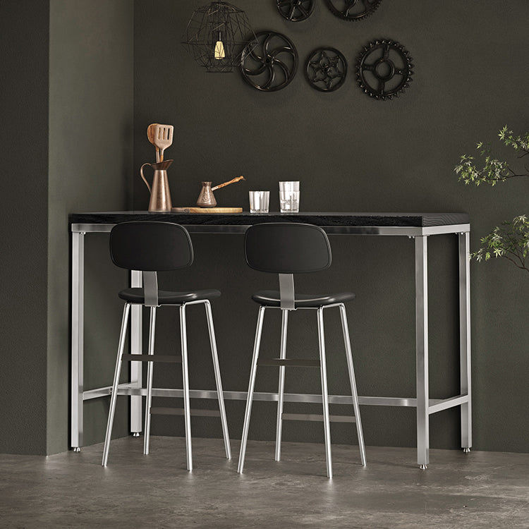 Tabouret de bar contemporain en cuir PU incurvé avec pieds en fer, dossier et repose-pieds pour salle à manger 