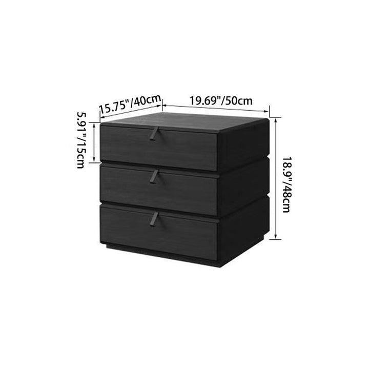 Contemporary Nordic Rectangular Pine Plywood Rotatable Nightstand 3-Drawer For Bedroom