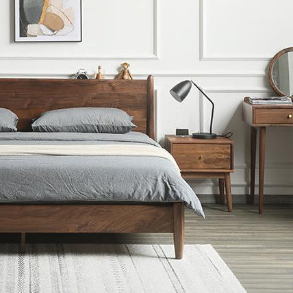 Mesa auxiliar rectangular tradicional de madera de nogal francesa con 1 cajón para sala de estar 