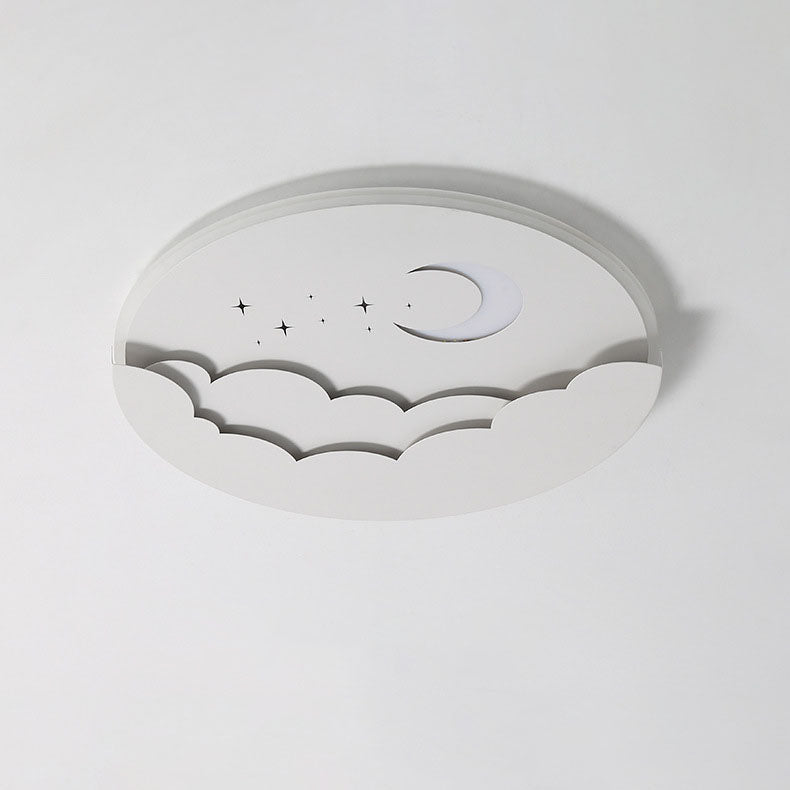 Moderne Einfachheit Runde Mond Eisen Aluminium Acryl LED Deckenleuchte für Schlafzimmer 