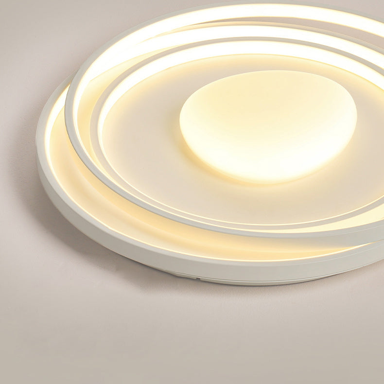 Moderne minimalistische Creme Runde Acryl Eisen LED Unterputz Deckenleuchte für Wohnzimmer 
