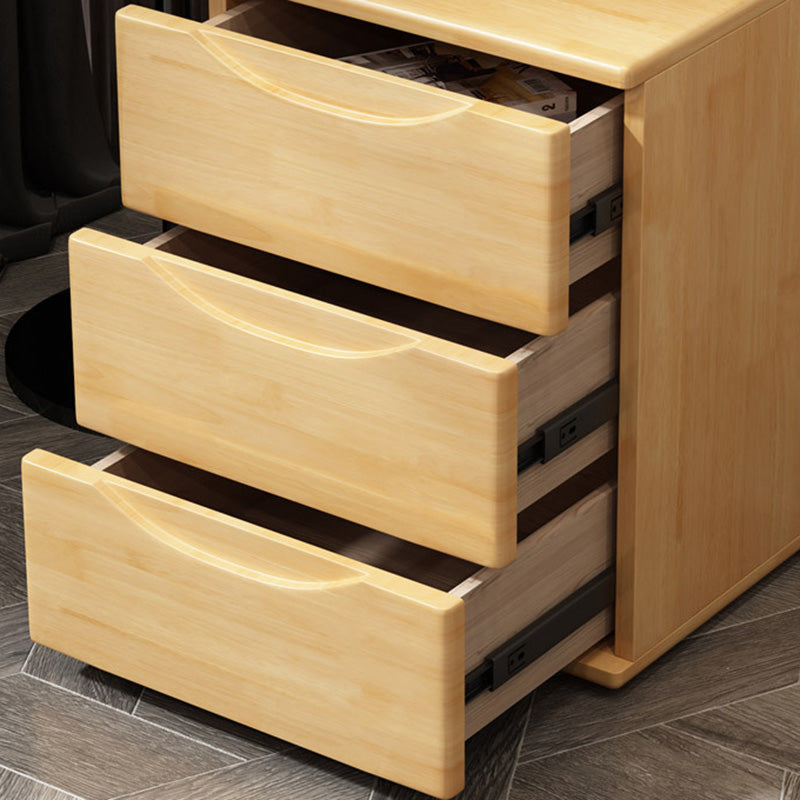 Mesita de noche tradicional japonesa rectangular cúbica de madera de caucho y metal con 2/3 cajones para el lado de la cama 