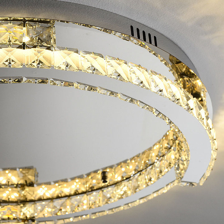 Luz de techo empotrada LED de cristal de acero inoxidable redonda de lujo moderno para dormitorio 
