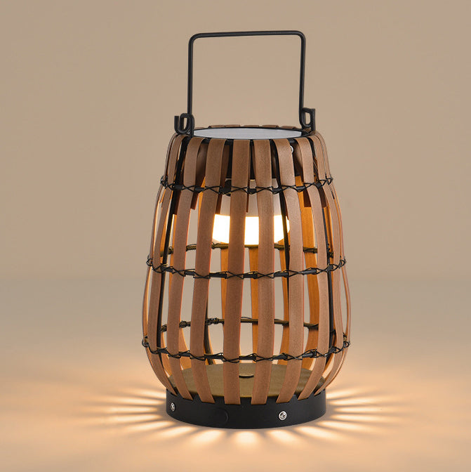 Contemporary Creative Waterproof Solar Cylinder Imitation Rattan Iron LED Landscape Lighting Outdoor Light For Garden