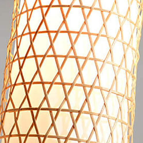 Modern Chinese Bamboo Weaving PVC Cylinder 1/3 Light Island Light Chandelier