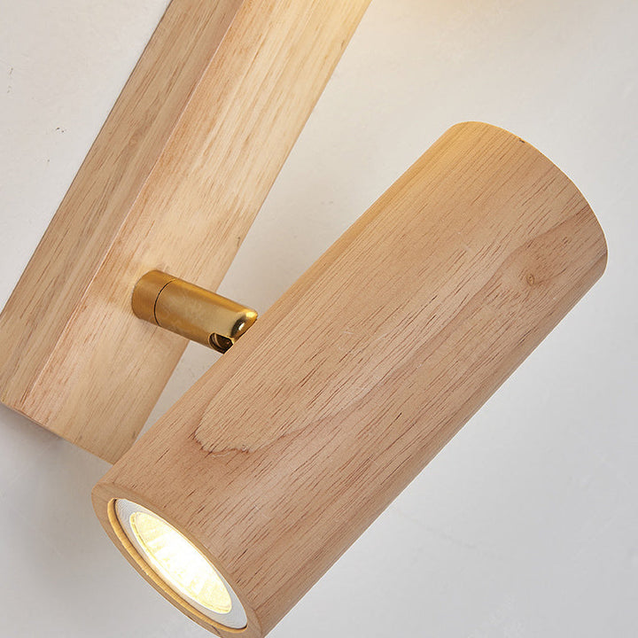 Lámpara de aplique de pared LED de cilindro orb rectangular escandinavo contemporáneo de madera PE para dormitorio 