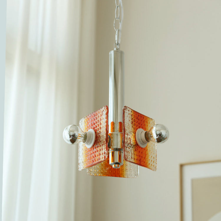 Moderne Mid-Century Dreieck Quadrat Hardware Glas 3-Licht Pendelleuchte für Wohnzimmer 