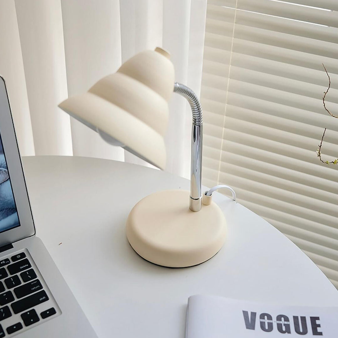 Contemporary Nordic Cream Yellow Cone Iron Adjustable 1-Light Table Lamp For Bedroom