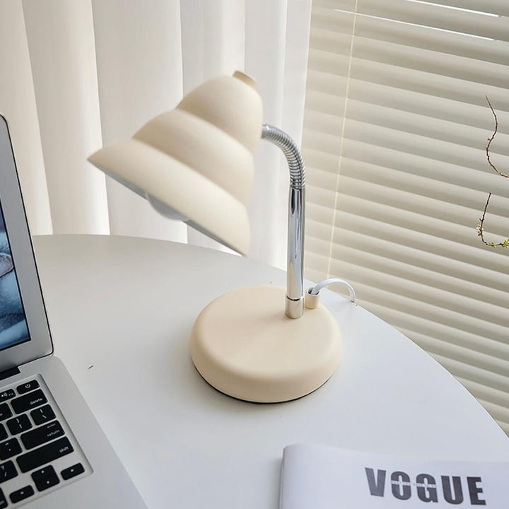 Contemporary Nordic Cream Yellow Cone Iron Adjustable 1-Light Table Lamp For Bedroom