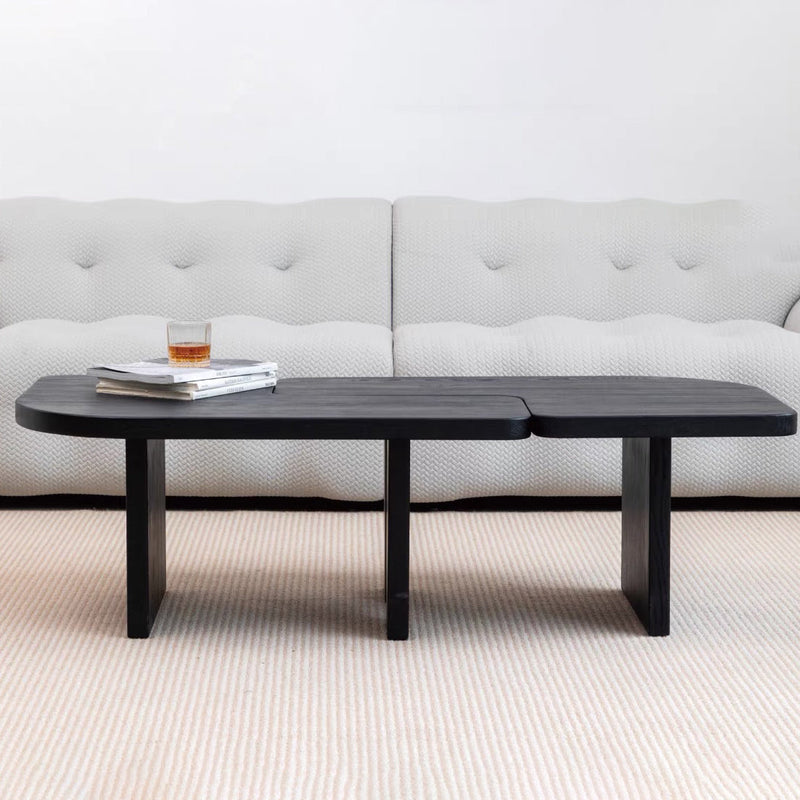 Mesa de café cuadrada contemporánea de combinación de madera de pino y fresno para sala de estar 