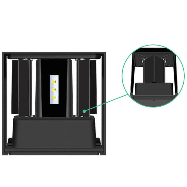 Moderna lámpara de aplique de pared LED para exteriores de aluminio negro impermeable 