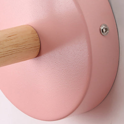 Moderne minimalistische runde Horn Aluminium Holz 1-Licht Wandleuchte Lampe für Schlafzimmer 