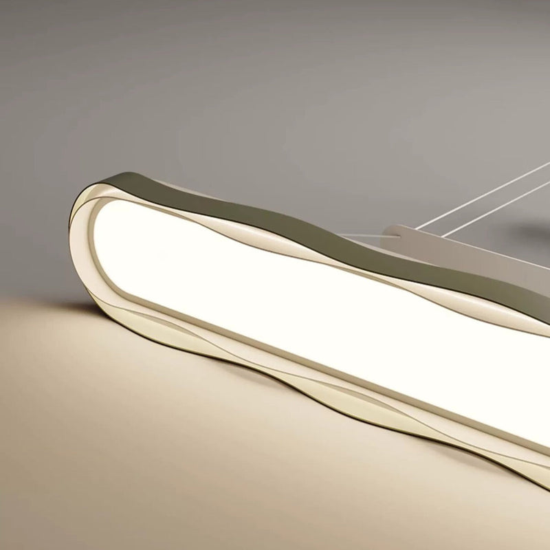 Moderne minimalistische Rechteck Welle Eisen Hardware Acryl LED Insel Licht Kronleuchter für Esszimmer 