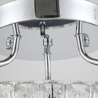 Modern Classic Crystal Round Chrome LED Semi-Flush Mount Ceiling Light