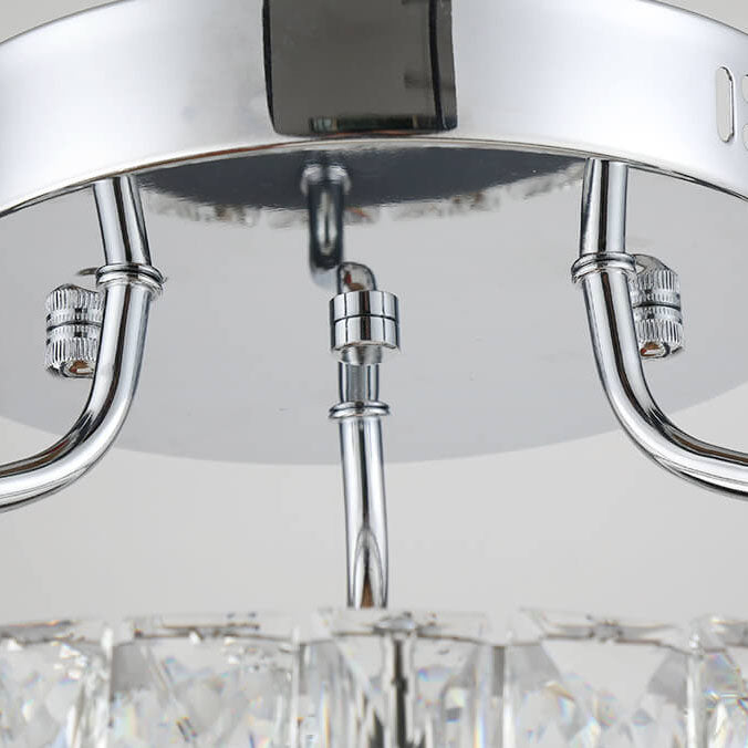 Modern Classic Crystal Round Chrome LED Semi-Flush Mount Ceiling Light