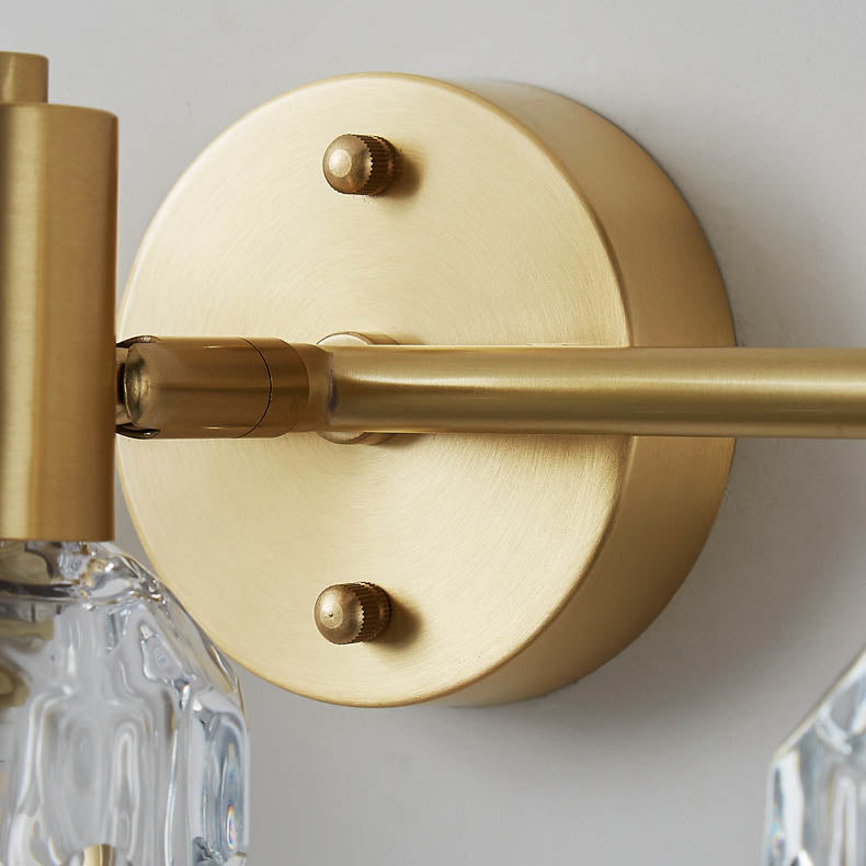 Lámpara de pared de lujo moderno cilindro diamante todo latón cristal 2/3 luces para baño 