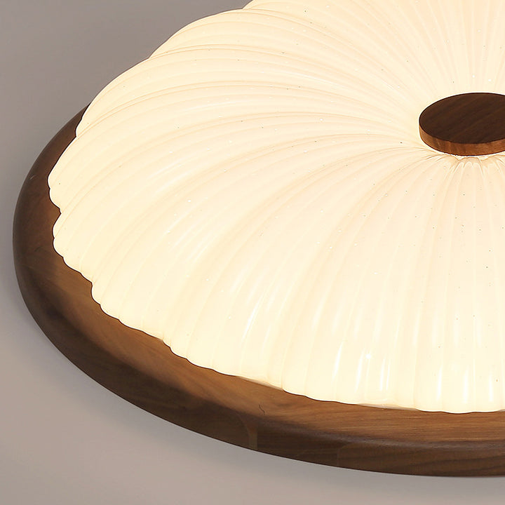 Moderno Minimalista Flor Redonda Nogal Acrílico LED Plafón de Techo para Sala de Estar 