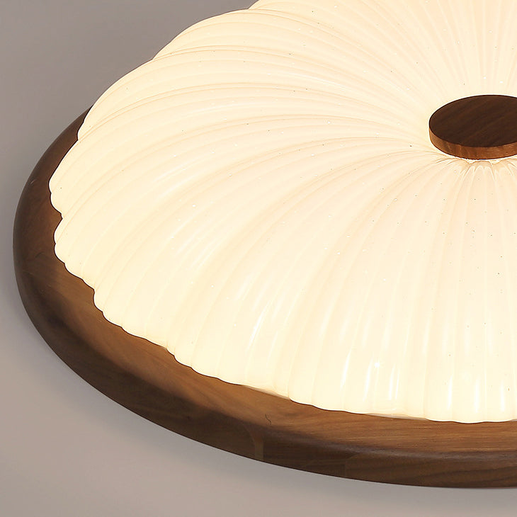 Modern Minimalist Flower Round Walnut Acrylic LED Flush Mount Ceiling Light For Living Room