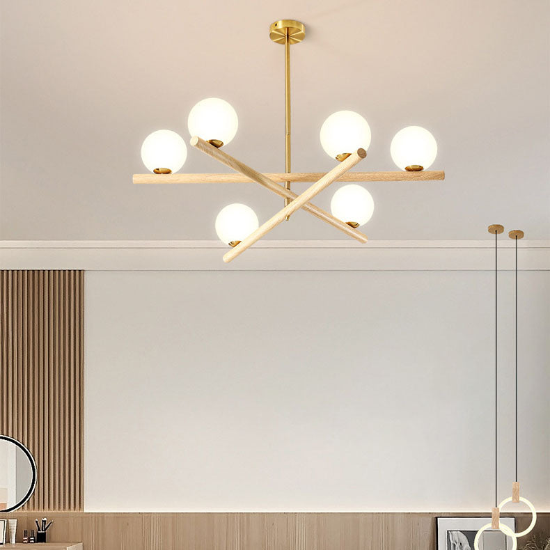 Zeitgenössischer skandinavischer Crossover-Streifen-Kronleuchter aus Metall und Glas mit 6/9 Lichtern für das Wohnzimmer 