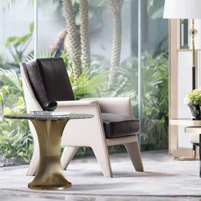 Ensemble de tables basses rondes contemporaines en marbre et acier inoxydable pour salon 