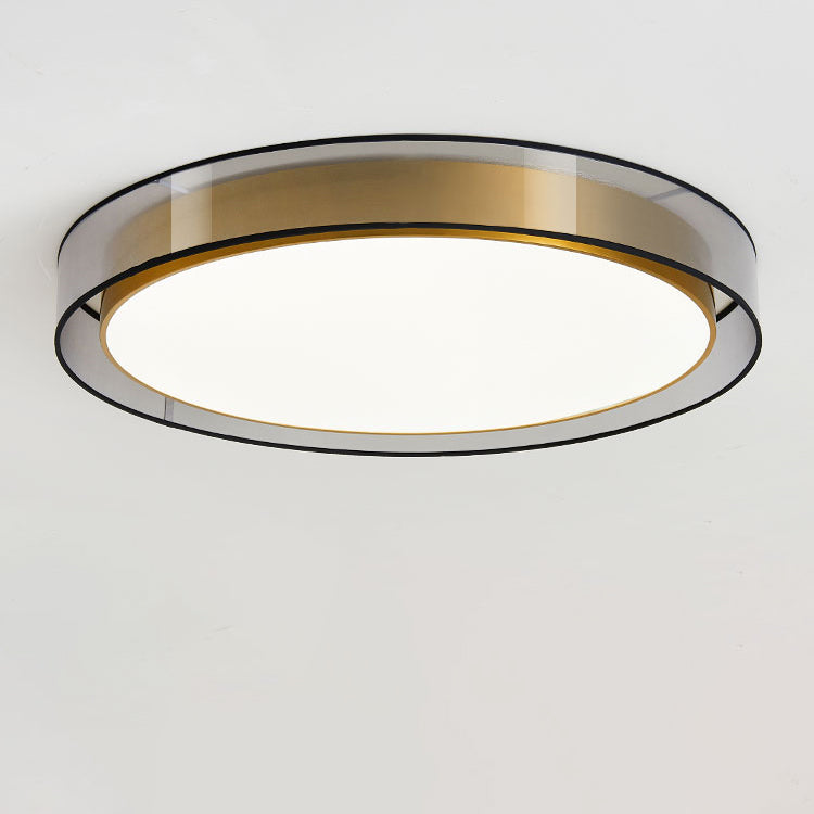 Zeitgenössische nordische Eisen-Messing-Acryl-runde LED-Unterputz-Deckenleuchte für Wohnzimmer 