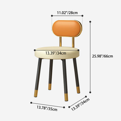 مقعد زينة دائري مع مسند ظهر من الجلد الصناعي النوردي الحديث لغرفة النوم 