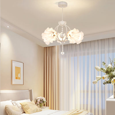Moderner Art Deco Kristallglas Blumenschirm 3/5-flammiger Kronleuchter für Wohnzimmer 