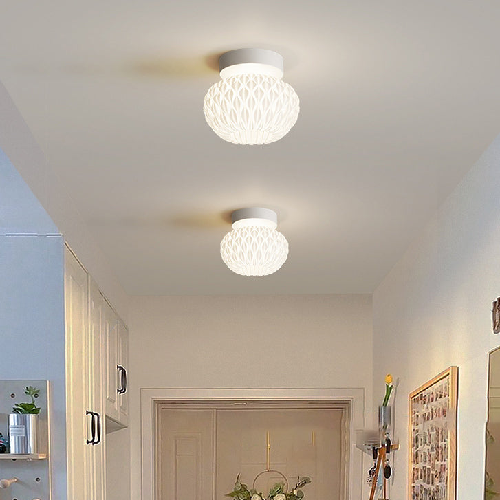 Design moderne minimaliste en fer avec ananas PE, plafonnier semi-encastré à 1 lumière pour salon 