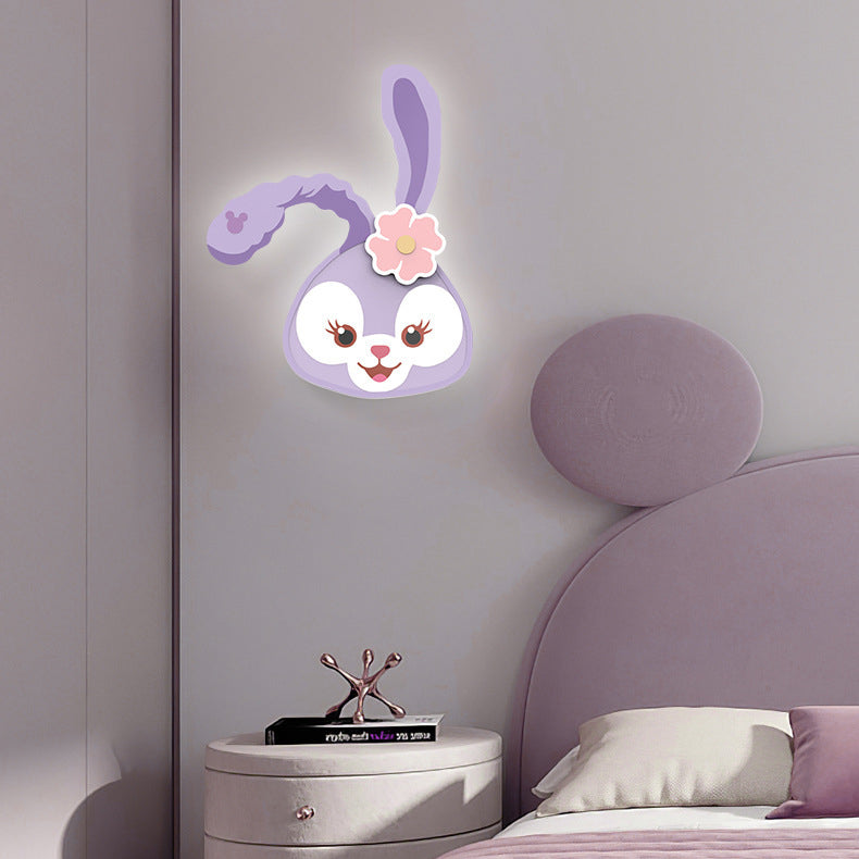 Applique murale LED en fer avec design acrylique de lapin et tigre nordique contemporain pour salon 