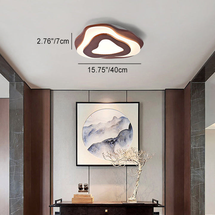 Luz de techo LED de montaje empotrado con diseño ondulado de grano de madera Zen chino tradicional para sala de estar 