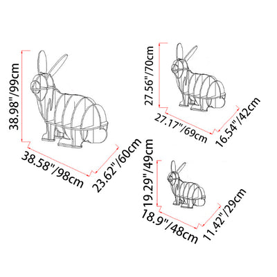 Contemporary Creative Rabbit-Shaped Solid Wood Bookshelf 5-Shelf For Living Room