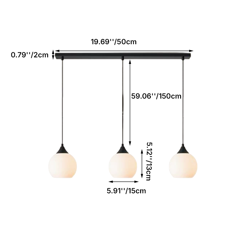Modern Minimalist Round Linear Glass Iron 3-Light Island Light Chandelier for Dining Room