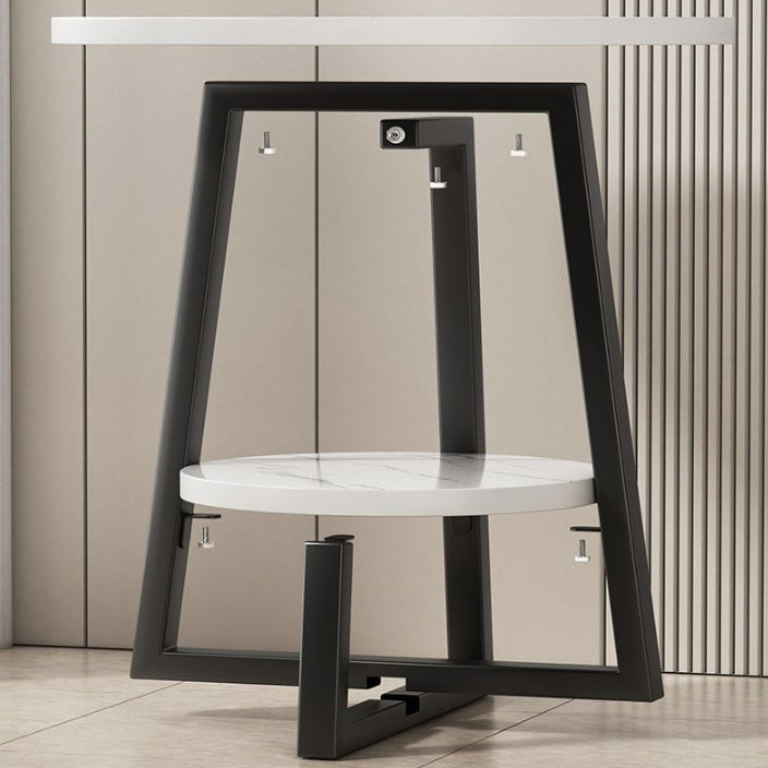 Modern Simplicity Round MDF Iron Base Side Table 2-Tier For Living Room
