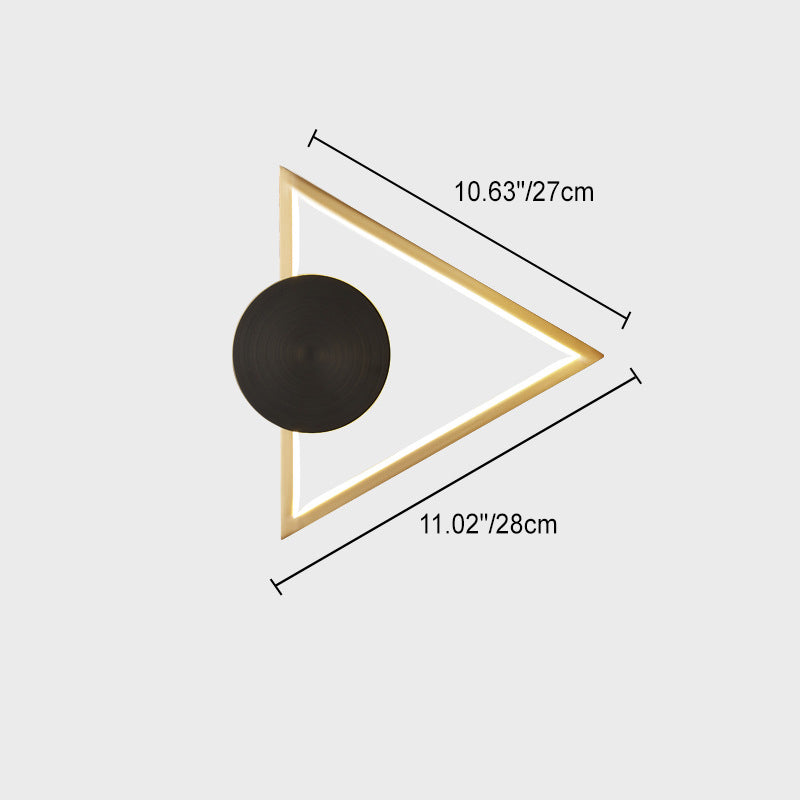 Lámpara de Aplique de Pared LED de Triángulo Cuadrado Círculo de Acrílico Latón Minimalista Moderna Para Sala de Estar 