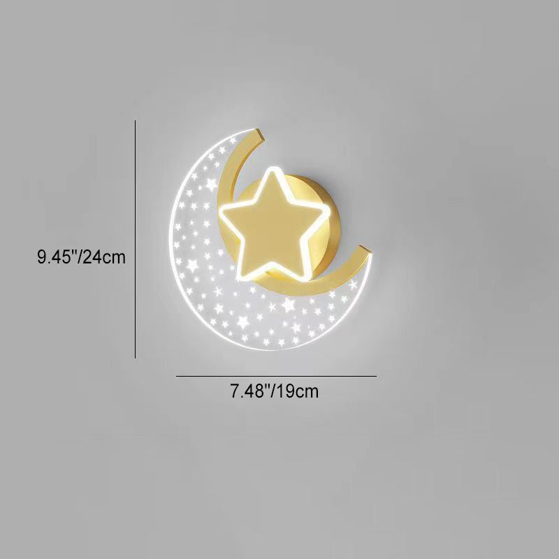 Moderne Einfachheit Eisen Aluminium Acryl Mond Sterne LED Wand Leuchte Lampe Für Nacht 