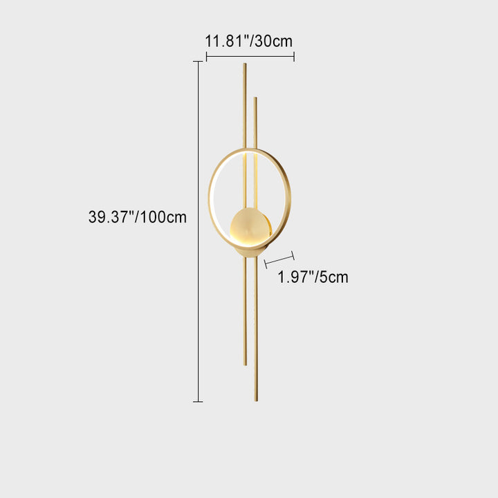 Modern Minimalist Asymmetric Copper LED Wall Sconce Lamp For Living Room