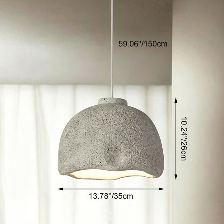 Contemporary Nordic Rough Rock Texture Semicircular 1-Light Pendant Light for Dining Room