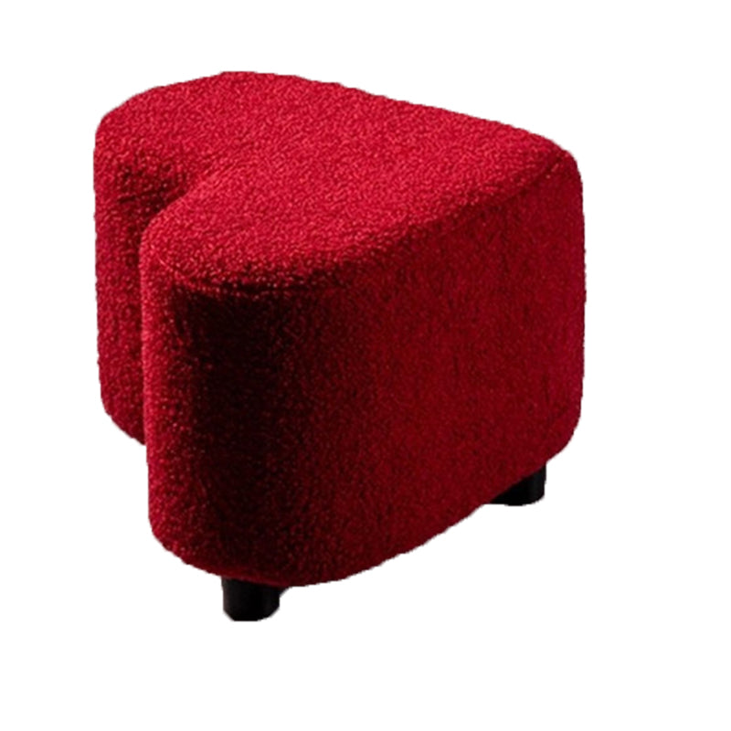 Taburete bajo contemporáneo y creativo con forma de corazón en tela sherpa, otomana decorativa con estructura de madera contrachapada para recibidor y sala de estar 